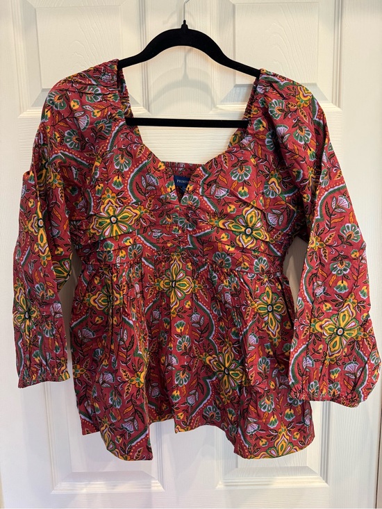 Printfresh Tops - Printfresh NWT Jasmine Top Red Floral Paisley Boho Peasant 100% cotton
